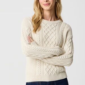 J Crew Women’s Medium 100 % Cotton Fisherman’s Sweater Beige NWT
